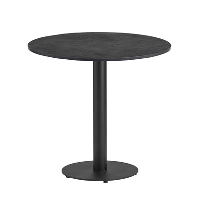 Boston Circular or Round table with a 700mm diameter Extrema Laminate Metallic Anthracite table top and a modern matt black table base