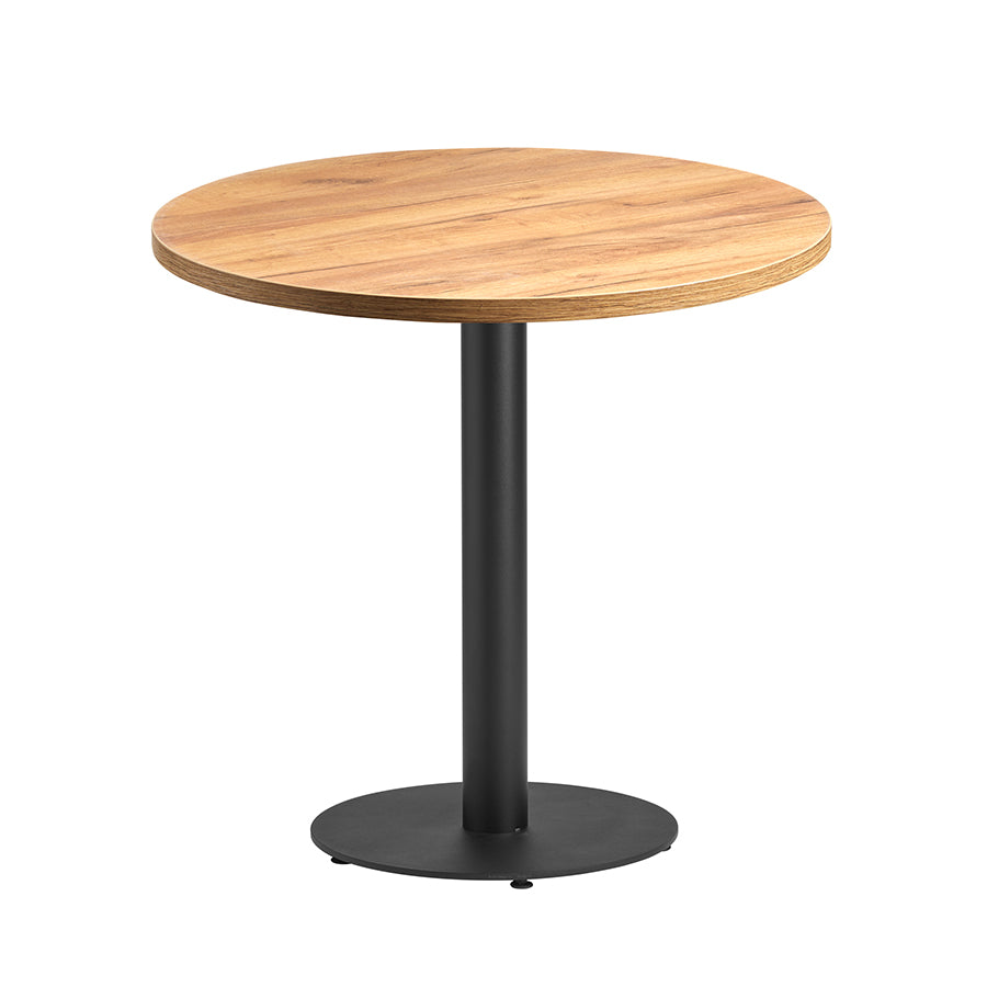 Boston Circular or Round table with a 700mm diameter Golden Oak MFC table top and a modern matt black table base