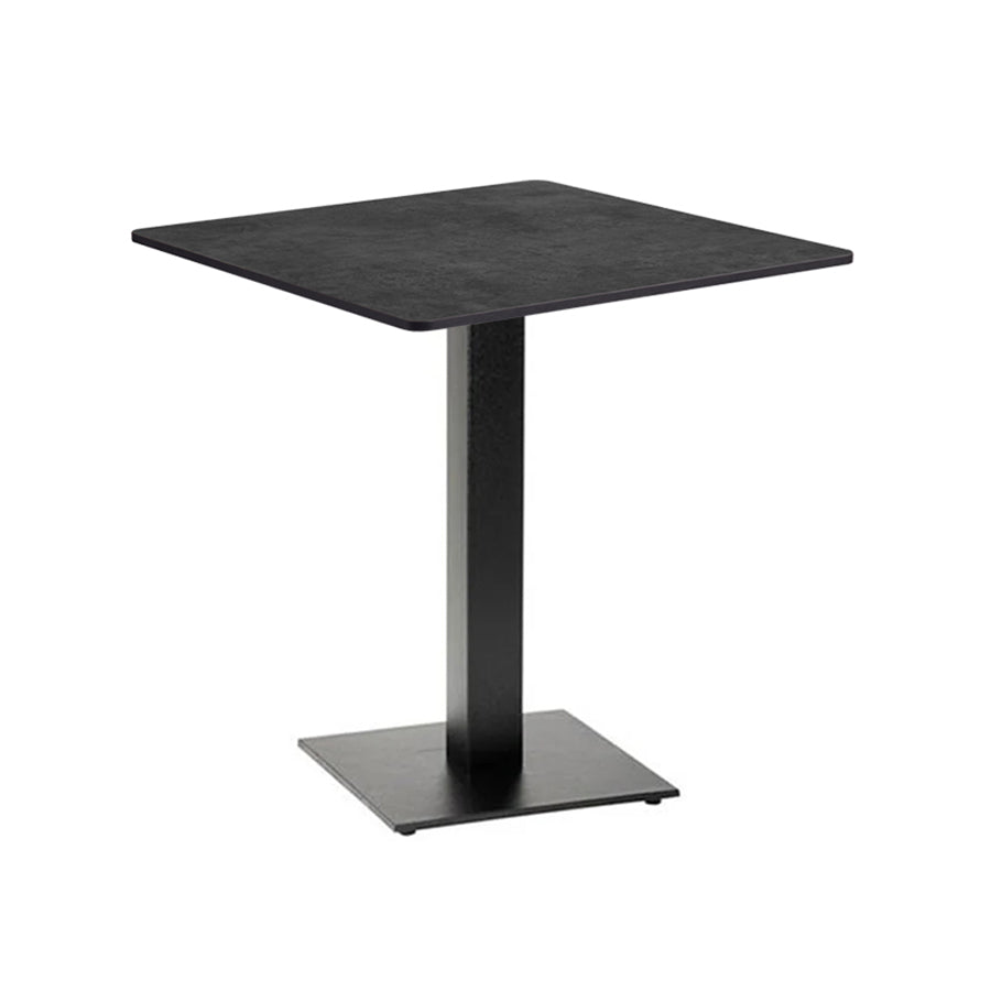 Boston Square table with a 800x800mm Extrema Laminate Metallic Anthracite table top and a modern matt black table base