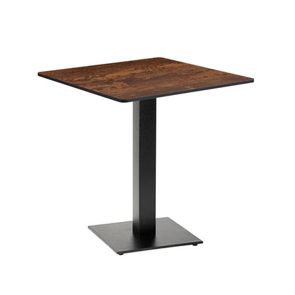 Boston Square table with a 800x800mm Extrema Laminate Vintage Copper table top and a modern matt black table base