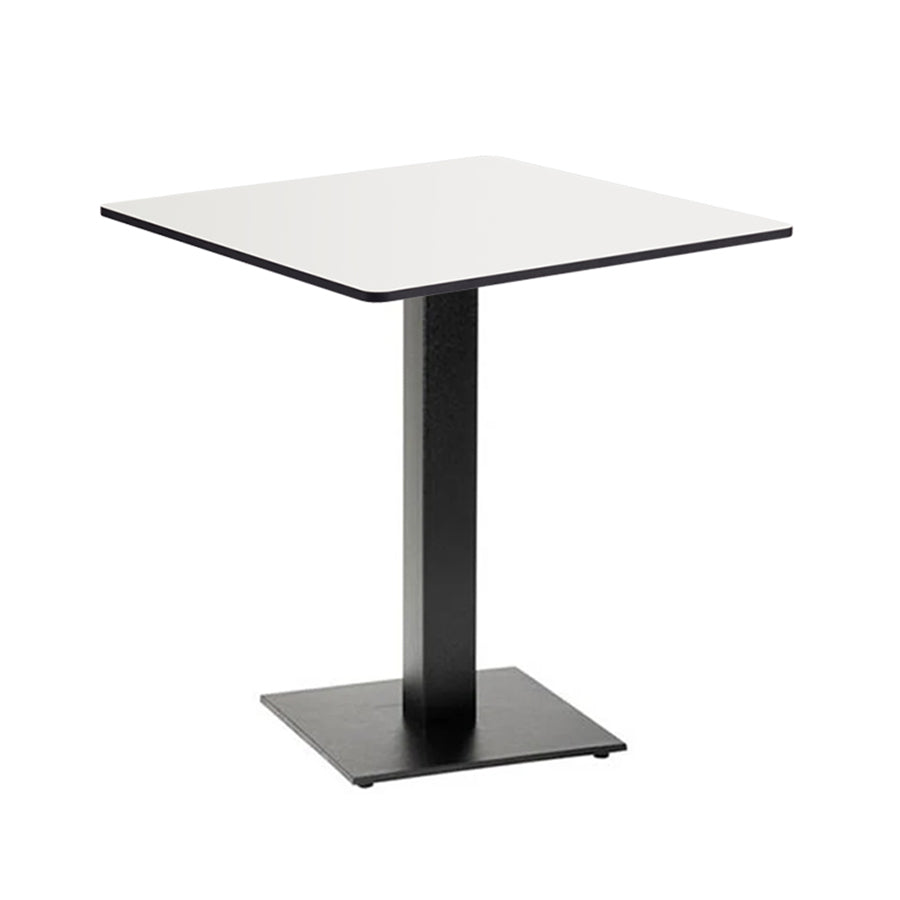 Boston Square table with a 700x700mm Extrema Laminate White table top and a modern matt black table base