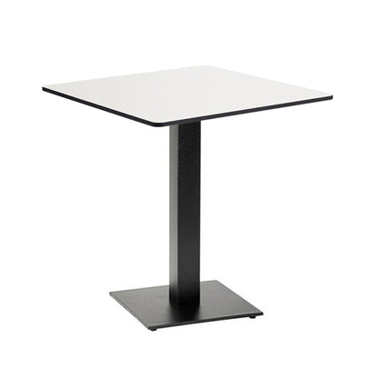 Boston Square table with a 700x700mm Extrema Laminate White table top and a modern matt black table base