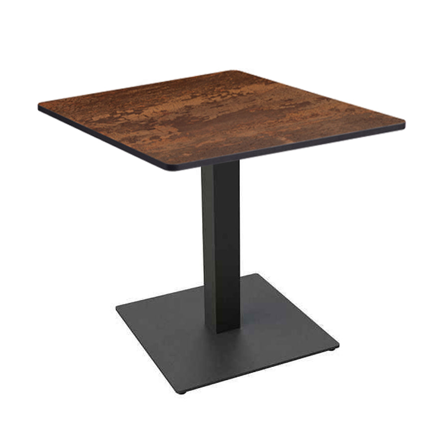 Boston Square table with a 700x700mm Extrema Laminate Vintage Copper table top and a modern matt black table base