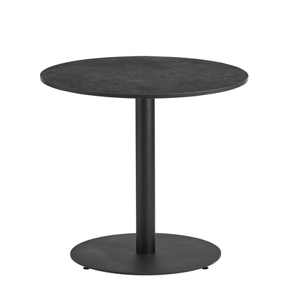 Boston Circular or Round table with a 900mm diameter Extrema Laminate Metallic Anthracite table top and a modern matt black table base