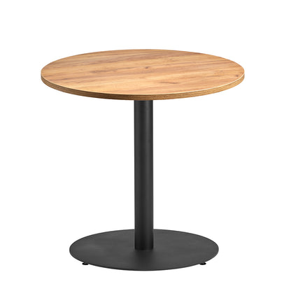 Boston Circular or Round table with a 900mm diameter Golden Oak MFC table top and a modern matt black table base