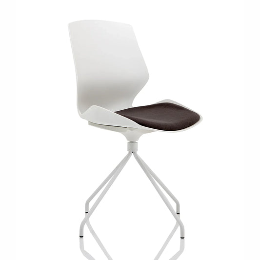 Florence Spindle White Frame Fabric Seat Visitor Chair