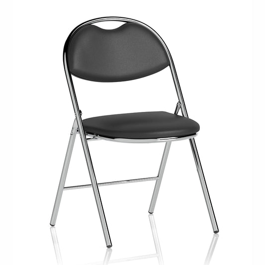 Milan High Back Black Vinyl Chrome Frame Folding Visitor Chair