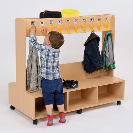 Beech Dressing Up Unit With Fixed Coat Rail