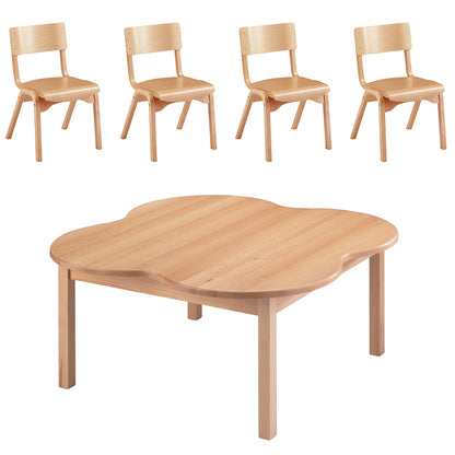 Bergen Beech Flower Shaped Table & 4 Heritage Beech Chairs early Years Children's furniture