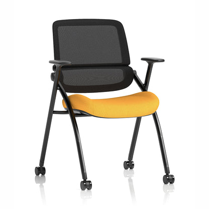 Capra Mesh Back Folding Office Training Chair in Bespoke Senna Yellow Colour