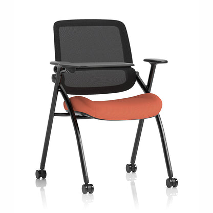 Capra Mesh Back Folding Office Training Chair with Writing Tablet in Bespoke Quest Crab Colour