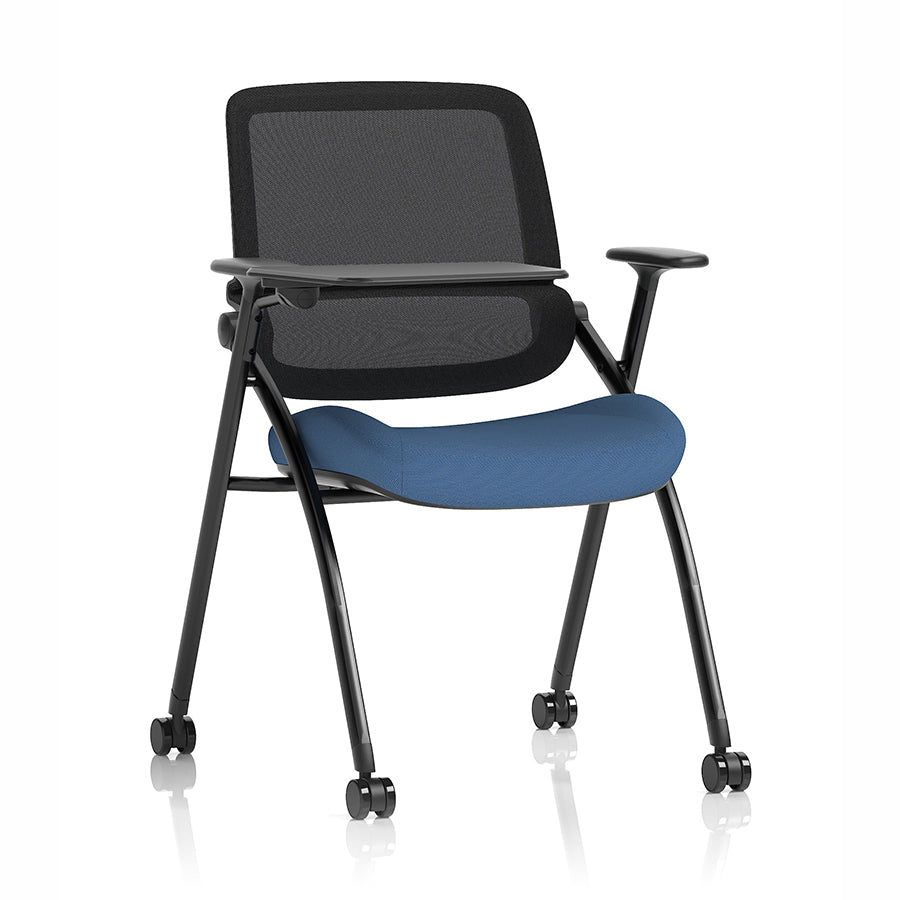 Capra Mesh Back Folding Office Training Chair with Writing Tablet in Bespoke Quest Limpet Colour