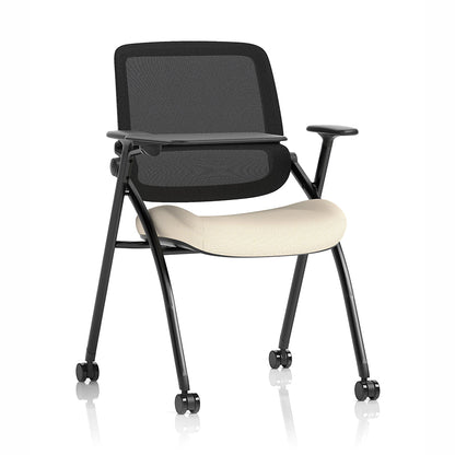 Capra Mesh Back Folding Office Training Chair with Writing Tablet in Bespoke Quest Salt Colour