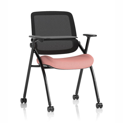 Capra Mesh Back Folding Office Training Chair with Writing Tablet in Bespoke Quest Shrimp Colour