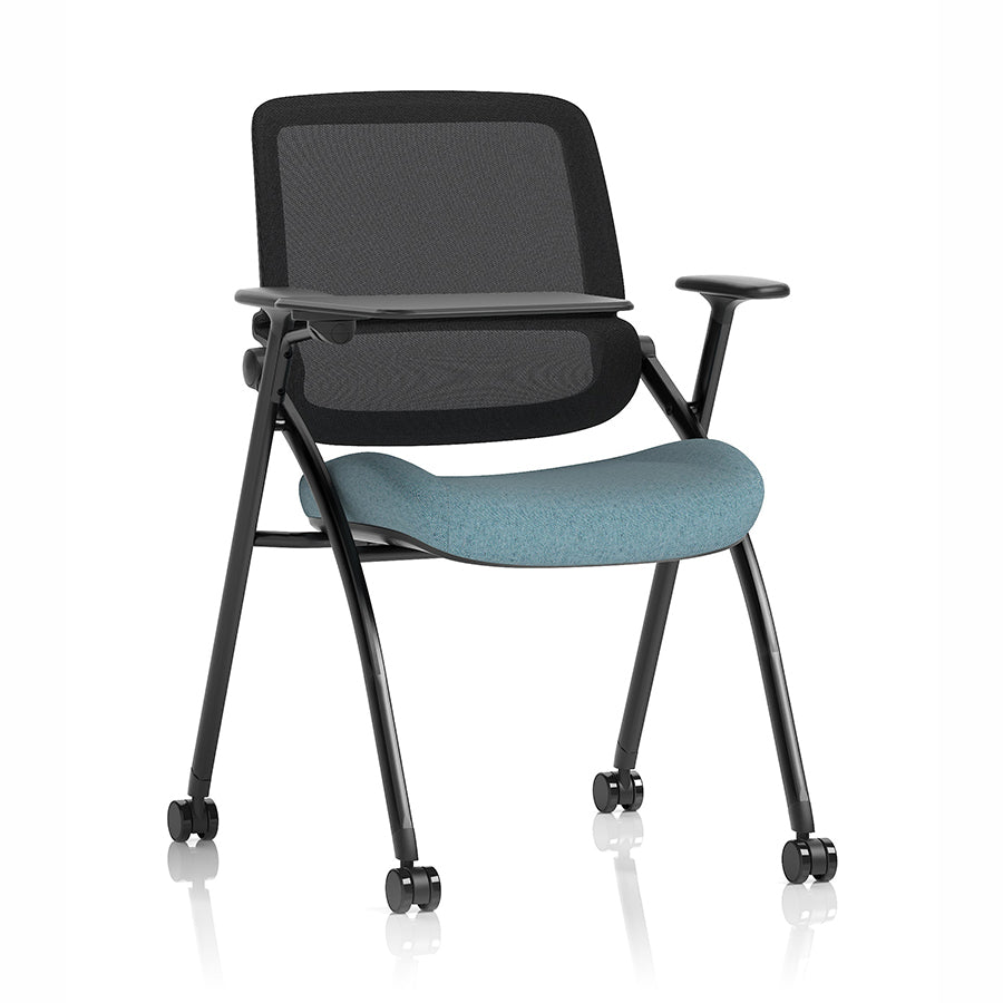 Capra Mesh Back Folding Office Training Chair with Writing Tablet in Bespoke Rivet Quench Colour