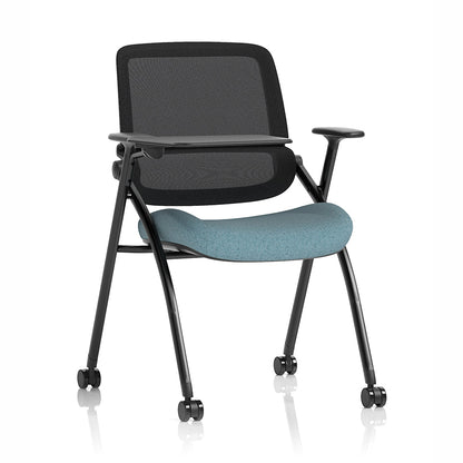Capra Mesh Back Folding Office Training Chair with Writing Tablet in Bespoke Rivet Quench Colour