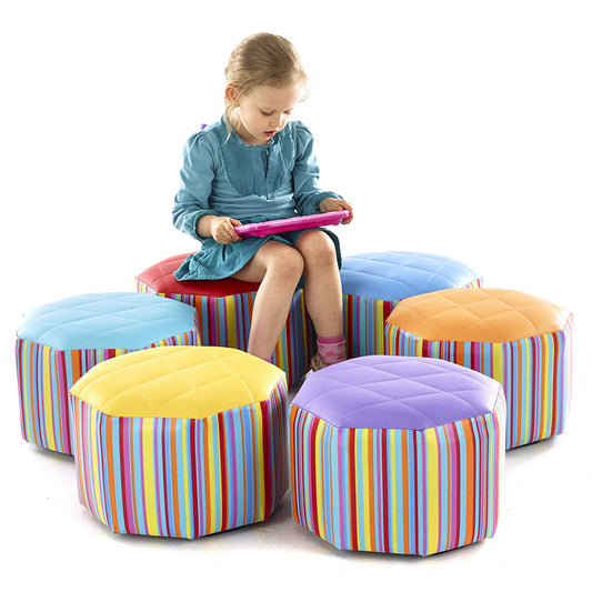 Churchfield Small Hexagonal Pouffes (Set Of 6) SHPX6 CU30100 1