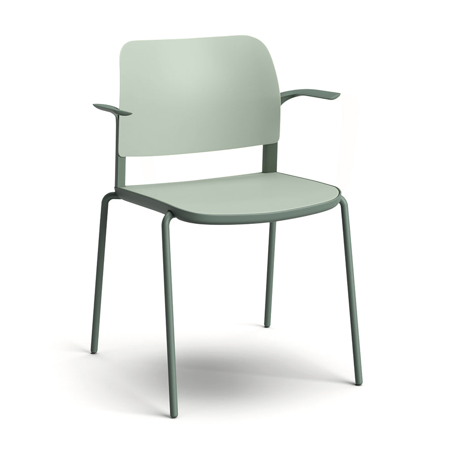 Ciao Stackable Chair with Open Arms Sage Green seat and back and cactus green frame and support