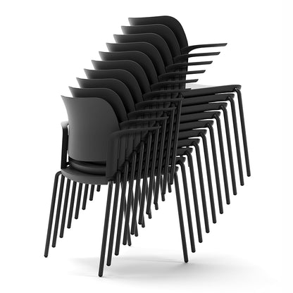 Ciao Stackable Chairs with Open Arms Black Stacked 10 high