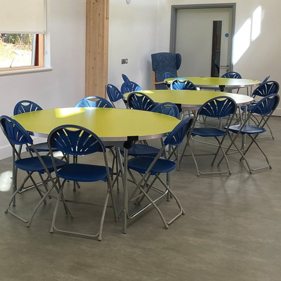 Contour 25 Round Folding Table dia.1220mm Yellow Lifestyle Image 
