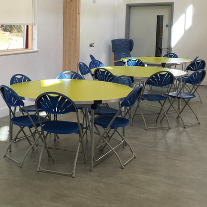 Contour 25 Round Folding Table dia.1220mm Yellow Lifestyle Image 