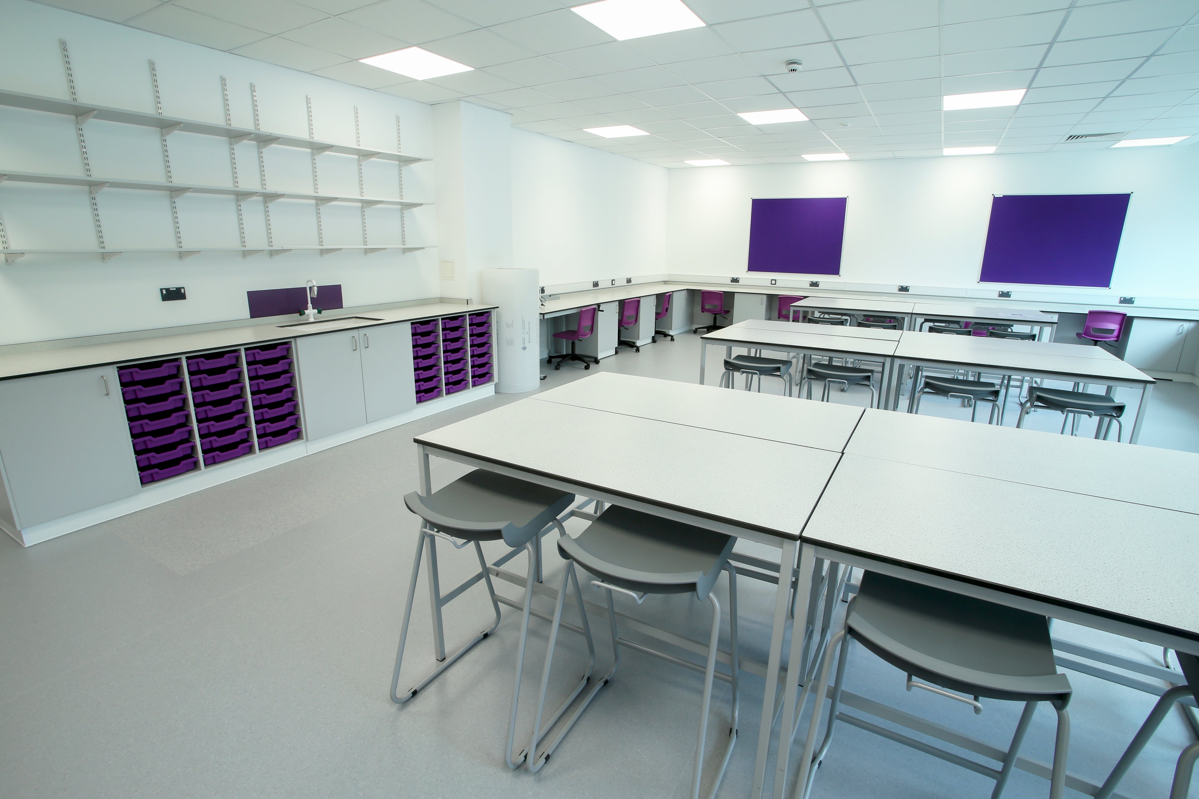 Croxley Danes Science Lab with Postura+ Low back Stools, Postura+ Task Chairs and Gratnells Trays