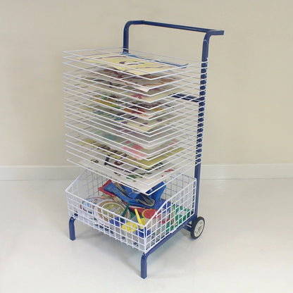 Drying Rack - Mobile A2 Paper (20 Shelf) With Storage Basket 2 Cicada