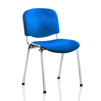 Dynamic ISO Stacking Visitor/Conference Chair BR000068 Chrome Frame with Blue Fabric Seat and Back