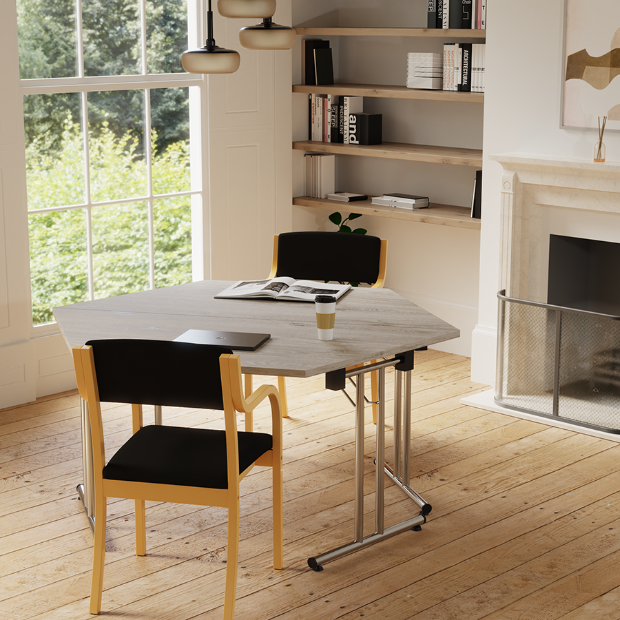 Dynamic Impulse Folding Trapezium Table Lifestyle Image