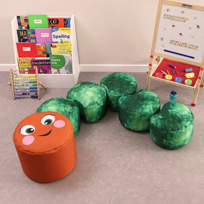 Eden Learning Carrie Caterpillar Bean Bag Stool Set ED1ZOOCAT6STL MB31455 3