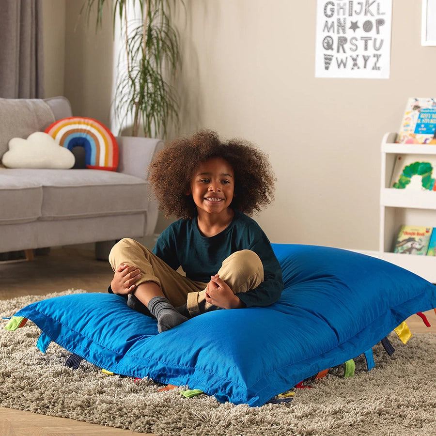 Eden Learning Touch Tags Water-Resistant Giant Floor Cushion Bean Bag  Blue ED1TAGOD013 87867 2