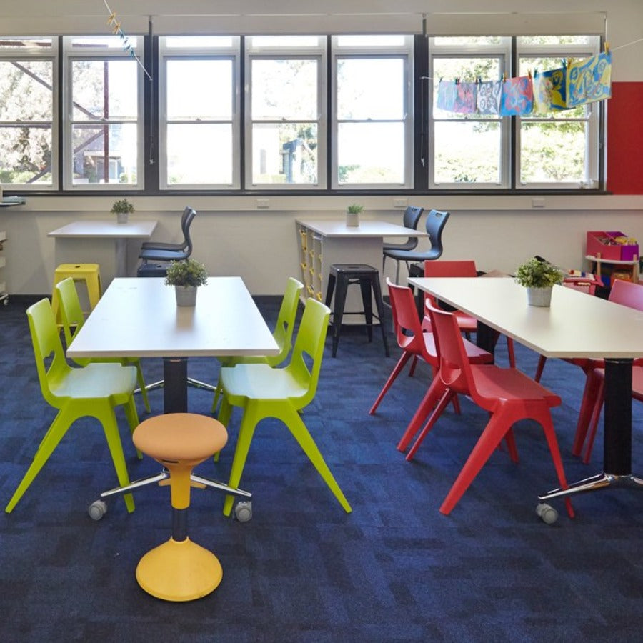 En One Chair One Piece Poly Sky Lime Green and Red Lifestyle Image 1