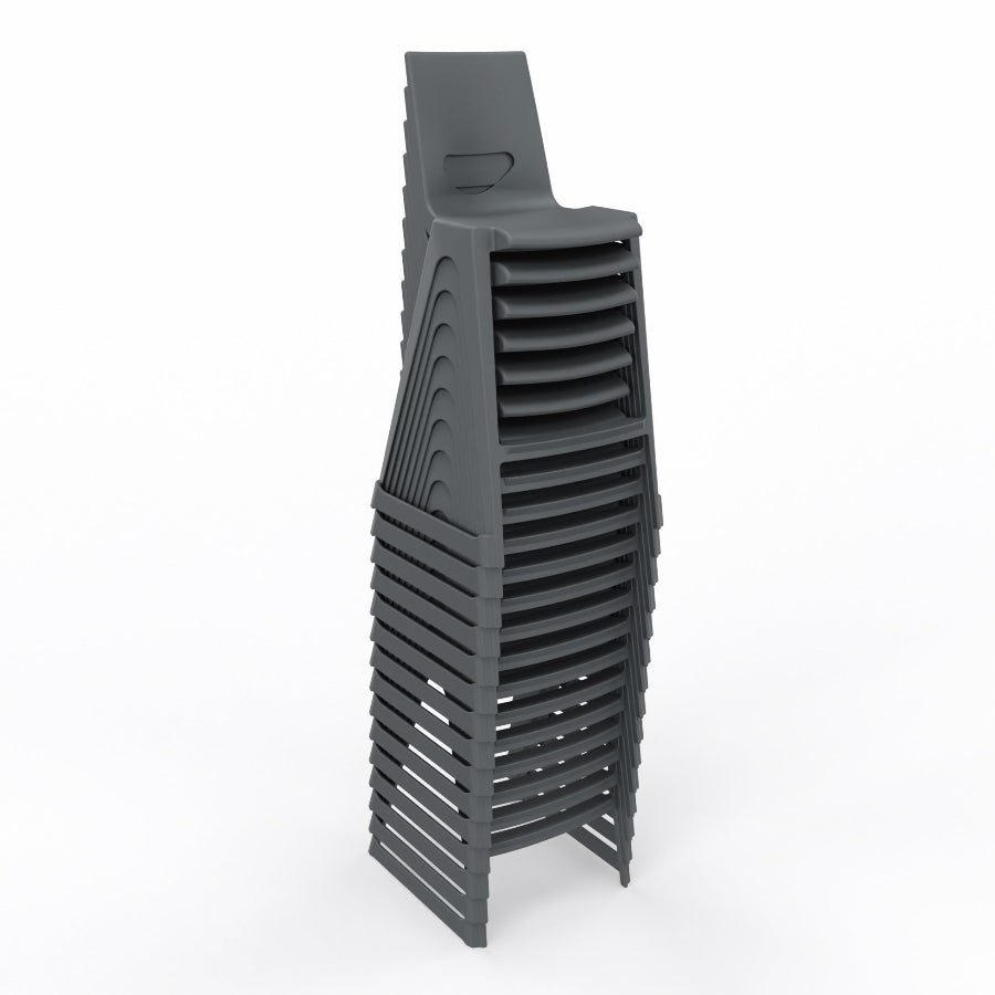 En One High Chair Poly Night Grey Stacked