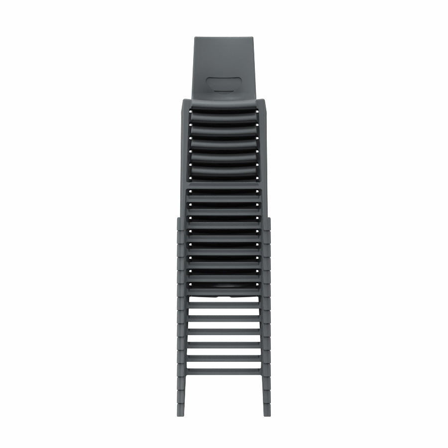 En One High Chair Poly Night Grey Stacked Front View