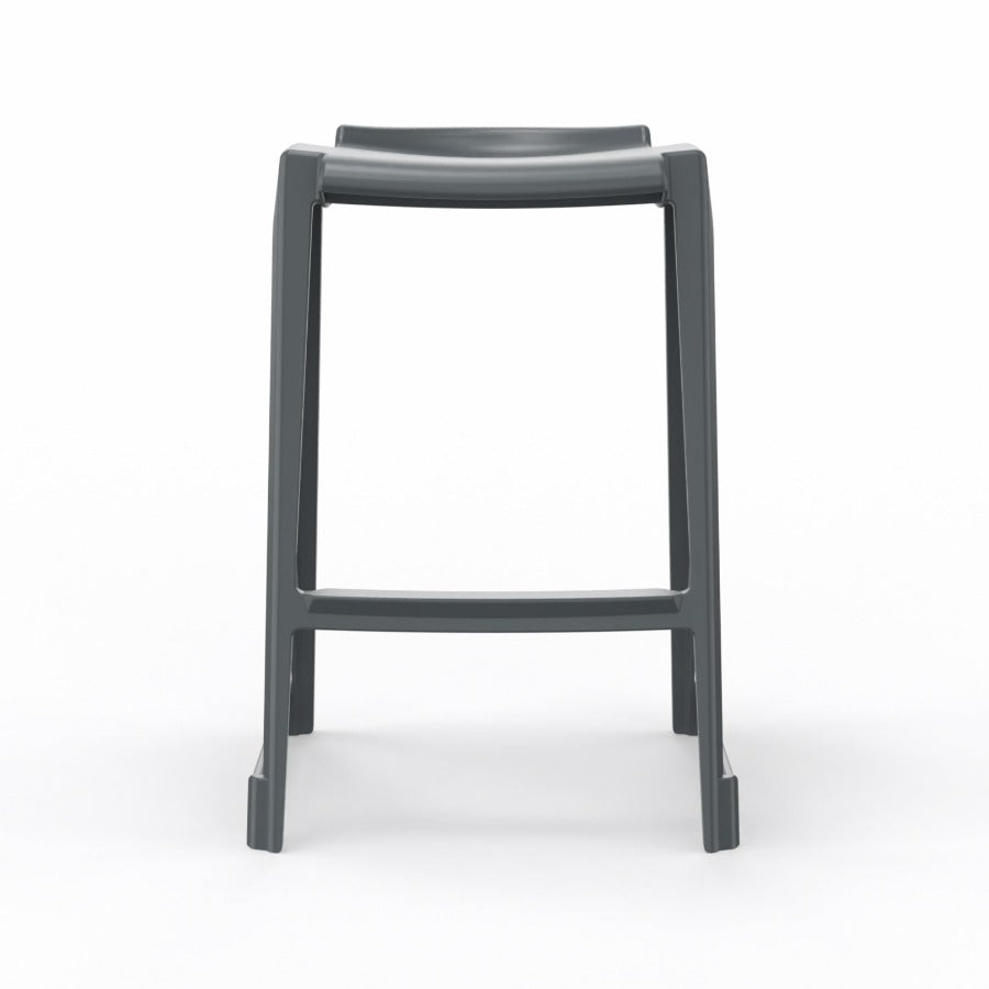 En One Stool Poly Night Grey Front View
