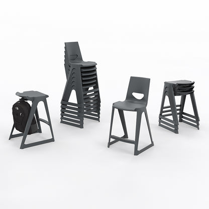 En One Stool and En One High Chair Stacking and Bag Hook Scene