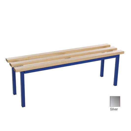 Evolve Mezzo Bench Floor Free Standing Cloakroom bench Silver with Wood Top W1000xD325xH450mm