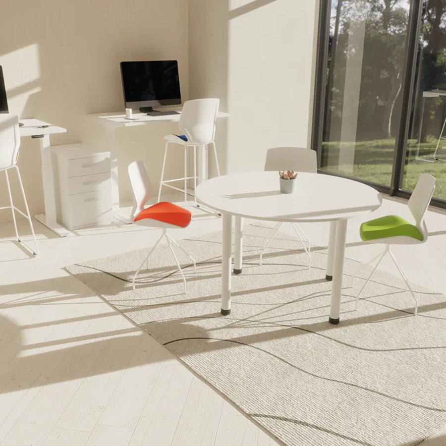 Florence Spindle White Frame Fabric Seat Visitor Chair
