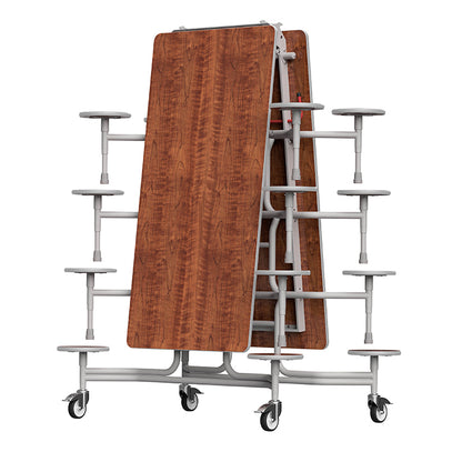 GoRoll Folding Table 10ft with 16 Stools 640mm high (Early years) GP37 Teak