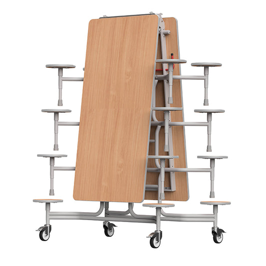 GoRoll Folding Table 10ft with 16 Stools 640mm high (Early years) GP38 Beech