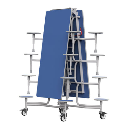 GoRoll Folding Table 10ft with 16 Stools 640mm high (Early years) GP44 Azure Blue