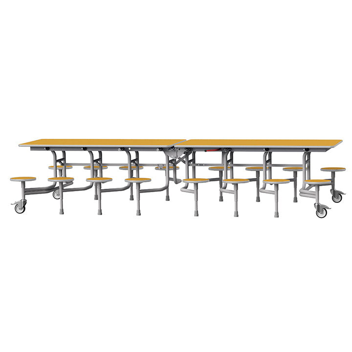 GoRoll Folding Table 10ft with 16 Stools 640mm high (Early years) GP71 Mustard