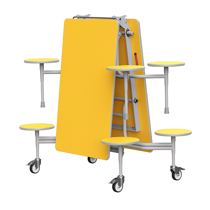 GoRoll Folding Table 8ft with 8 Stools GP23 Yellow