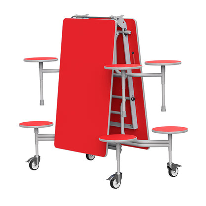 GoRoll Folding Table 8ft with 8 Stools GP43 Poppy Red