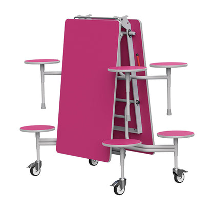 GoRoll Folding Table 8ft with 8 Stools GP46 Fuchsia