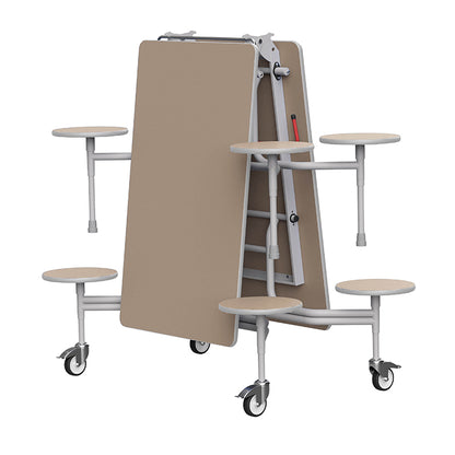 GoRoll Folding Table 8ft with 8 Stools GP72 Mocha