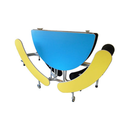Oval Mobile Folding Dining Unit With Benches