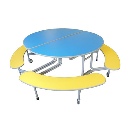 Oval Mobile Folding Dining Unit With Benches