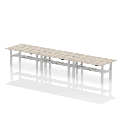Air Back-to-Back Slimline Height Adjustable Bench Desk - 6 Person