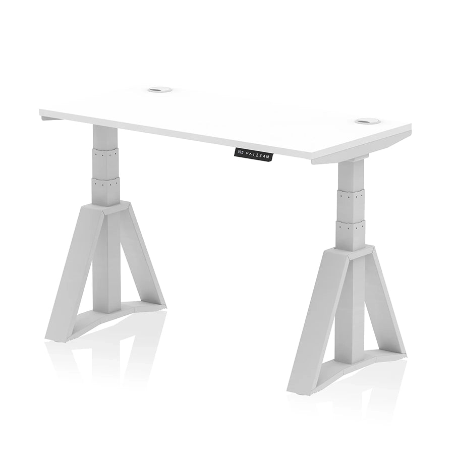 Air Height Adjustable Slimline Desk With Cable Ports With Piste Foot